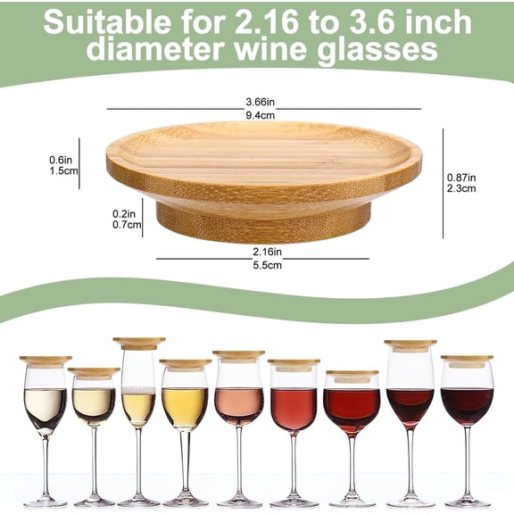 EFEMF-Wine Glass Charcuterie Topper, Suitable for 2.16" to 3.6" in Diameter, Charcuterie Wine Glass Topper Appetizer Plates, Bamboo Charcuterie Board Topper, Mini Cheese Board Wine Glass Topper