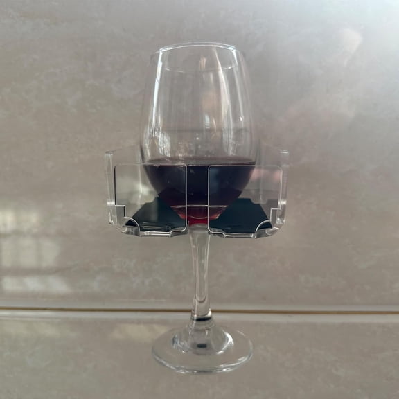 EFEMF-Wine Glass Holder Cup Holder Beer Holder Bath and Shower Bathtub Drink Holder, Self-Adhesive Wine Glass Holder, Acrylic Wall-Mounted Cup Holder for Wine, Beer, Coffee and Drinks (1 Black)
