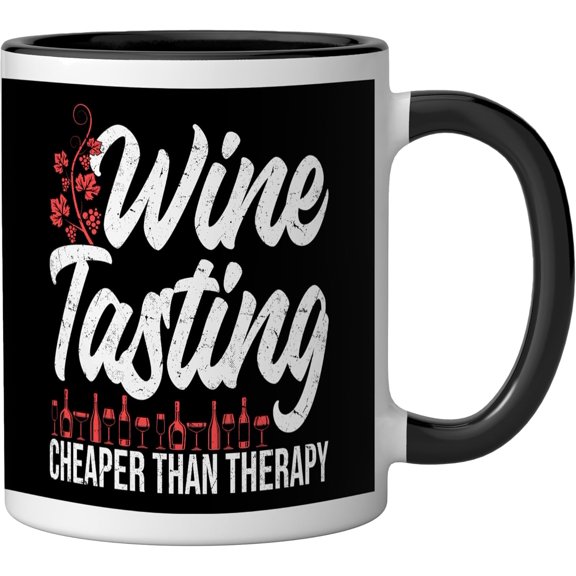 EFEMF-Wine Tasting Design Wine Glass Red Wine Lover Ceramic Mug, Black/White