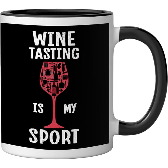 EFEMF-Wine Tasting Design Wine Glass Wine Lover Men Women Ceramic Mug, Black/White
