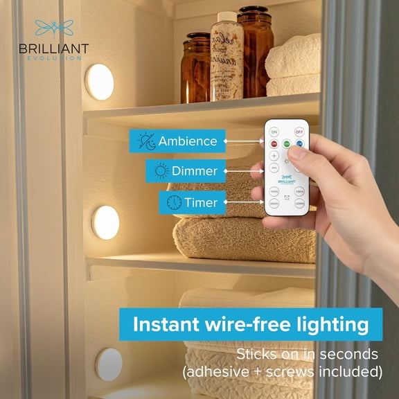 EFEMF-Wireless LED Puck Light 3 Pack - Works with Remote Control - Under Cabinet, Closet Light - Battery Powered - Under Counter Lighting - Stick On Lights
