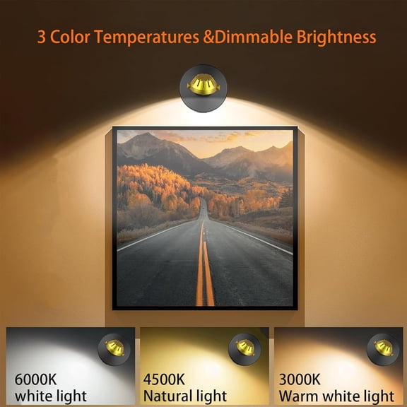 EFEMF-Wireless LED Spotlight 2 Pack, Rechargeable Uplights Picture Lights with Remote, Battery Powered Stick Spot Lights Puck Light with Timer Dimmable for Wall Accent Display Dartboard Painting Clos