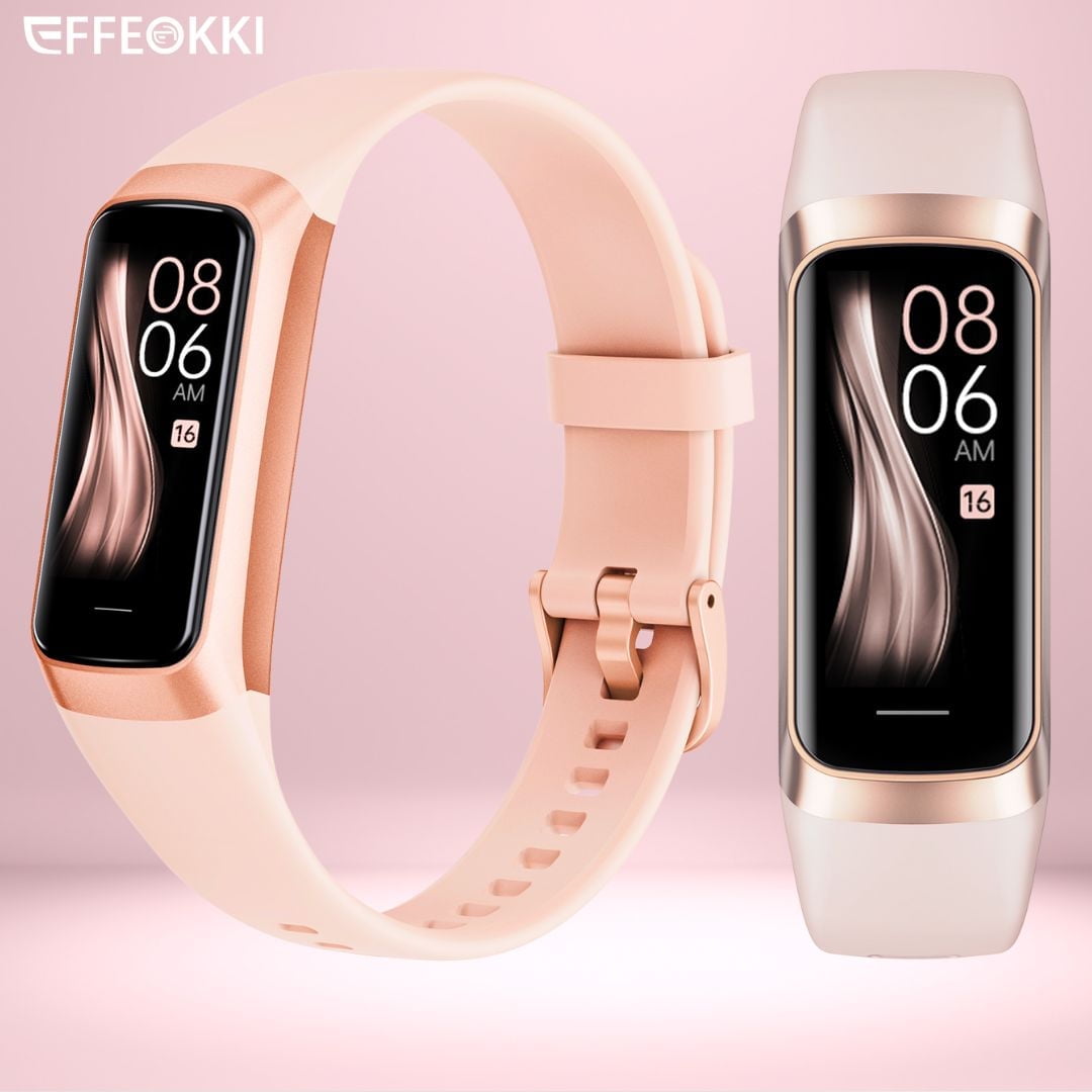 EFFEOKKI Slim Fitness Tracker For Women Men Wrist Watch Amoled Display Screen/25 Sport Modes/Waterproof Pedometer Smart Watch Compatible With Iphone Android Smartphone