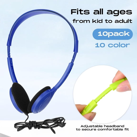 EFFFERTWQL-10 Pack Bulk Over Ear Headphones Set On Ear Headsets Earphones with Adjustable Headband and 3.5mm Plug for Group Learning, Computer Lab, Library, Online Lesson (Macaron 10 Color)