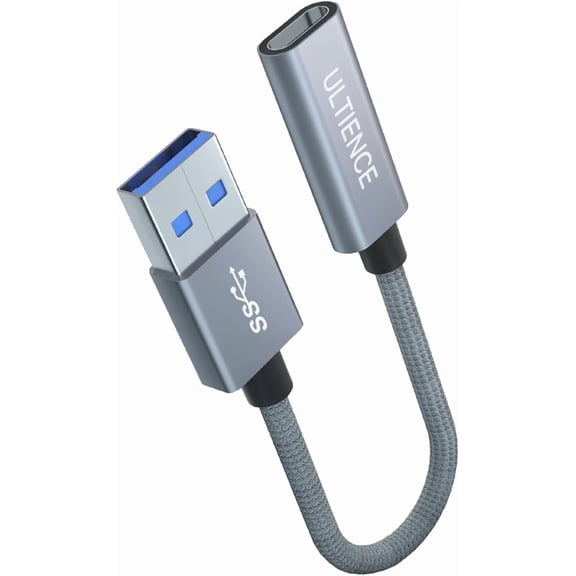 EFFFERTWQL-[10Gbps] High-Speed A to C Adapter with USB to USB C Cable, Female  60W Fast Charging and Data Transfer Compatible with Laptop, PC, Flash Disk, Charger (0.41 ft Grey)