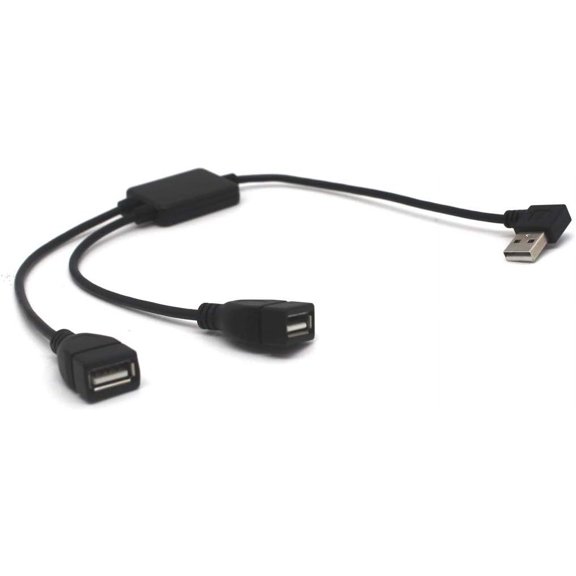 EFFFERTWQL-12 Inch Right Angle USB 2.0 Splitter Cable, USB Extender 1 Male to 2 Female HUB Extension Cord