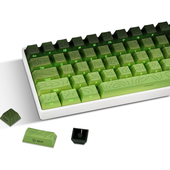 EFFFERTWQL-133-Key Double-Shot PBT Keycap Set with Side-Lit Legends, Cherry Profile for 60% 65% 75% 80% 100% Mechanical Keyboards, Custom Line Art Design