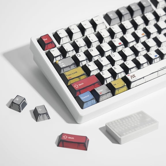 EFFFERTWQL-141 Pbt Keycaps, Anime Keycap Set,MXD Technology (Anti Sink, Anti Scratch, Anti FadeSuitable for Mechanical Keyboard, Recommended Styles for 5AS Esports EventsBest Choice for Work/Gaming