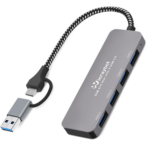EFFFERTWQL-2 in 1 USB A & USB C Hub, 4 Port USB 3.0 Hub with 5Gbps High Speed Data Transfer, USB Expander Adapter for Laptop, Mac, PC, iMac, Surface, Flash Drive, HDD