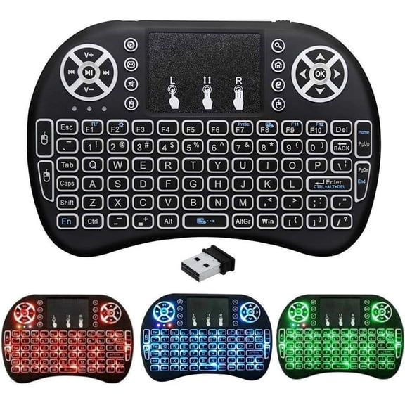 EFFFERTWQL-2.4G Mini Wireless Keyboard with Touchpad Mouse, Upgraded Multi BRG Backlight Memory, Portable Wireless Keyboard with USB Receiver Remote Control for Android Smart TV Box Pad Windows Mac:i