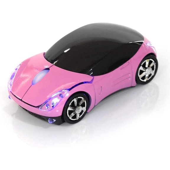 EFFFERTWQL-2.4G Wireless Mouse 3D Car Shape Wireless Optical Mouse with USB Receiver for PC Computer Laptop(F-car, Pink)