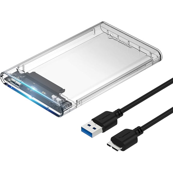 EFFFERTWQL-2.5 Inch SATA to USB 3.0 Tool Free Clear External Hard Drive Enclosure [Optimized for SSD, Supports UASP SATA III] (EC-OCUB)