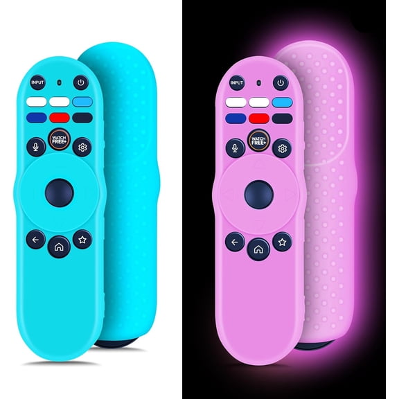 EFFFERTWQL-2 Pack Glow Silicone Case for Vizio TV Voice Remote Control, Remote Cover for XRT270 Remote (Blue+Pink)