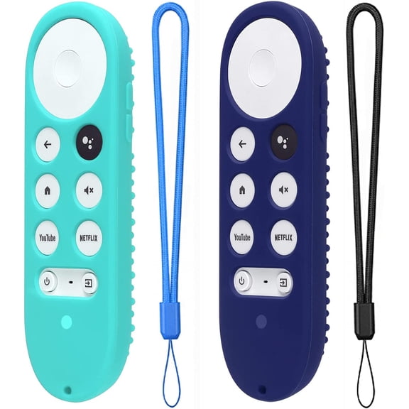 EFFFERTWQL-2 Pack Silicone Case for Chromecast with Google TV 2020 Voice Remote Protective Cover for 2020 Chromecast Voice Remote (Mint+Midnight Blue)