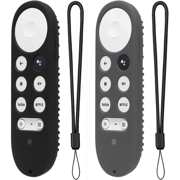 EFFFERTWQL-2 Pack Silicone Case for Chromecast with Google TV 2020 Voice Remote Protective Cover for 2020 Chromecast Voice Remote (Black+Dark Gray)