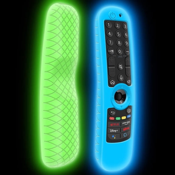 EFFFERTWQL-2 Pack Silicone Protective Case for LG MR21GA MR22GA MR23GA MR24GN Remote Control [Anti-Slip] Shockproof Protector Cover for LG Magic Remote 2021-2024 Case Sleeve Holder Skin-Glow Blue, Gl
