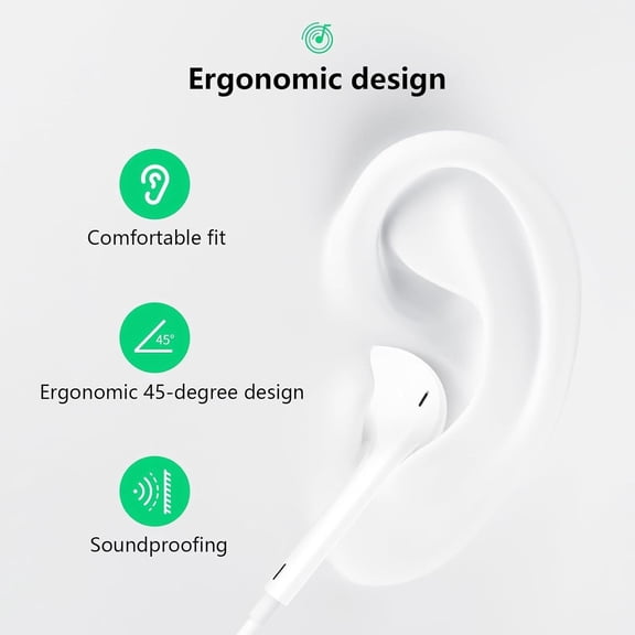 EFFFERTWQL-2 Packs USB C Headphones for iPhone, in-Ear Type C Earphones with Microphone & Volume Control, USB Earphones for iPhone 17/16/15 Pro Max Plus, iPad, Galexy S23/S22/S21/S20/Ultra Note 10/20