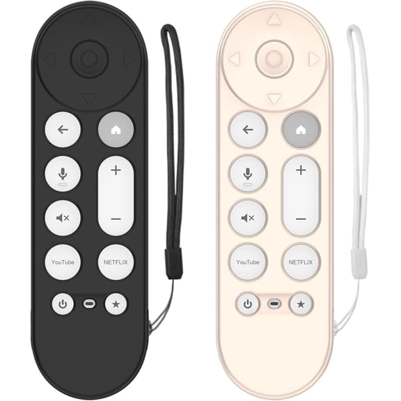 EFFFERTWQL-[2 Pcs] Silicone Remote Case for Google TV Streamer 4K Voice Remote 2024,Shockproof Remote Cover for Google TV Streamer 4K Voice Remote, Remote Protective Cover with Lanyard (Black+Off Whi