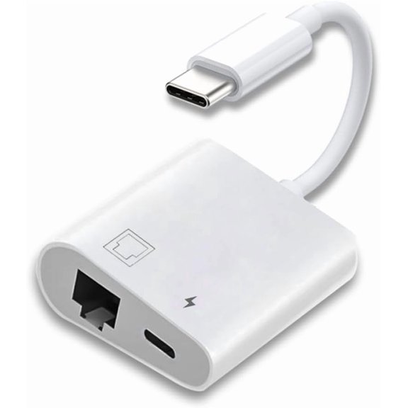 EFFFERTWQL-2 in 1 USB C to RJ45 100Mbps Networking Adapter with PD 24W Charge for Laptop Tablet Phone