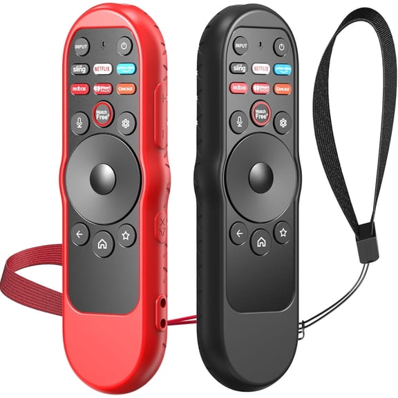 EFFFERTWQL-2PACK Case Cover for VIZIO XRT270 Smart TV Remote Control Silicone Skin Sleeve with Lanyard Black Red