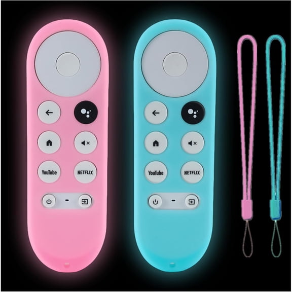 EFFFERTWQL-2Pack Remote Cover Compatible with 2020 Chromecast with Google TV Voice Remote Glow in The Dark Glow Pink & Glow Sky Blue