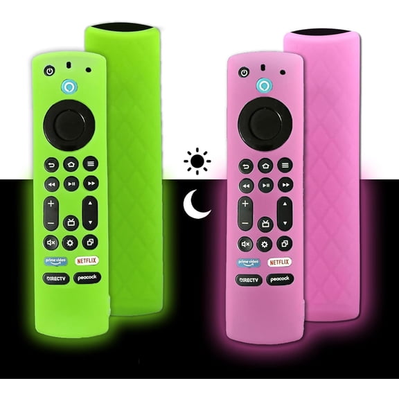 EFFFERTWQL-2Pack Remote Cover, Silicone Protective Remote Case Cover Compatible for Toshiba, Anti Slip Shockproof Silicone Protective Case with Lanyard, Green + Pink