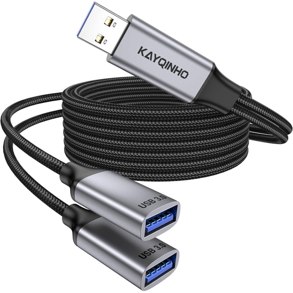 EFFFERTWQL-3.3Ft USB 3.0 Male to Dual USB Female Splitter Cable, A Male to 2 Female Extension Cable Support Charging and Data Transfer for Mac, Xbox.