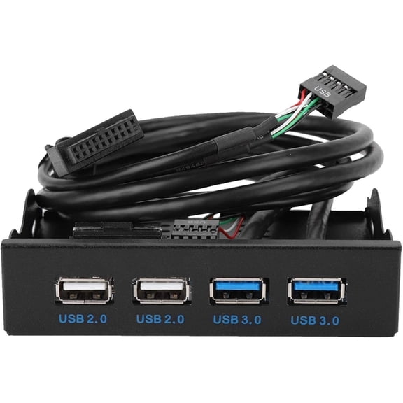 EFFFERTWQL-3.5in USB Front Panel, High Speed 4 Ports 2 USB 3.0+2 USB 2.0 Hub, 19PIN/9 Pin 3.5 inch Metal Front Panel Connector, for PC Computer Motherboard