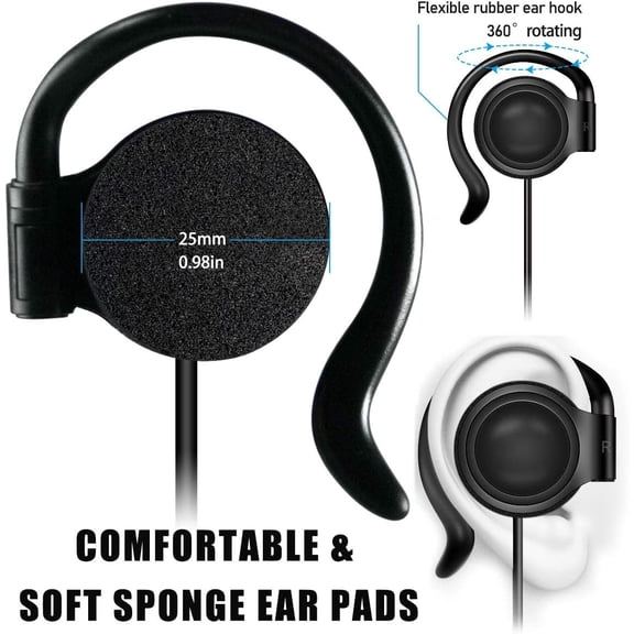 EFFFERTWQL-3.5mm Single Side Earphone Earbud One Ear Headphone for EXD-101 ATG-100T ELGT-470 Wireless Tour Guide System Receiver Touring Groups Radio Podcast Laptop MP3/4 Tablet PC Skype YouTube (Rig