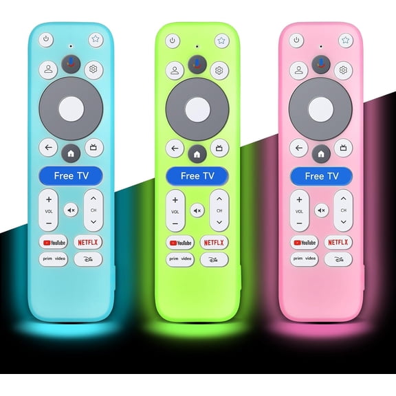 EFFFERTWQL-3 Pack Glowing 4k Pro Silicone Cover for Free TV Button Onn 4K Plus/Pro Protective Case (Glowing Blue Pink Green)