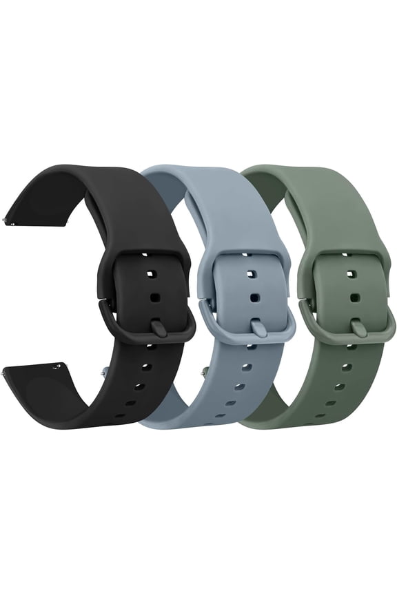 -3-Pack Silicone Bands for TOZO S5/S6/S3 Smartwatch Bands, Soft Silicone Sport Adjustable Replacement Straps for CMF Watch Pro/Pro 2 Women Men