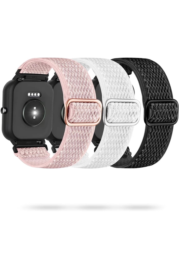 -3 Pack Stretchy Nylon Watch Bands Compatible Spade Co Health Smartwatch 4, 22mm Stretch Elastics Nylon Adjustable Replacement Strap Accessories for Men & Women