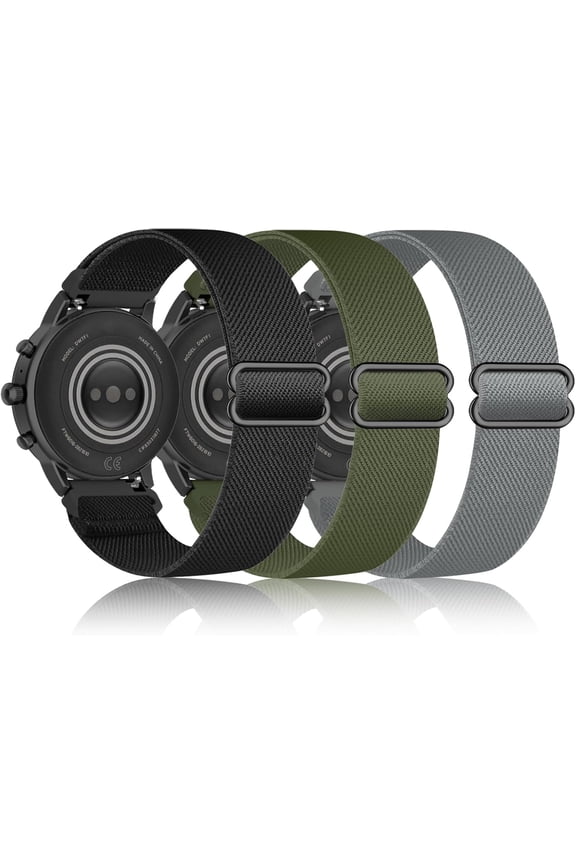 -3 Pack Stretchy Nylon Watch Bands Compatible with Tozo S5/S3/S6 Smartwatch,Sport Loop Elastic Fabric Breathable Adjustable Quick Release Strap for CMF Watch 3 Pro/Pro/Pro 2 Women Men