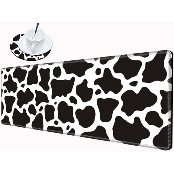 EFFFERTWQL-36x12 Mouse Pad Gaming Desk Mat Large Mousepad Cow Print Desk Pad Long Extended Protector Mat Full Laptop Mat for Wireless Mouse Non Slip Work Computer