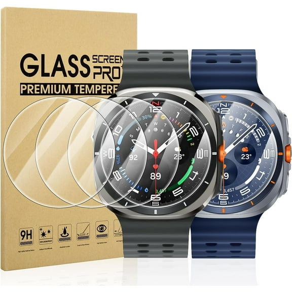 EFFFERTWQL-4-Pack for Samsung Galaxy Watch Ultra 47mm Screen Protector, 9H Hardness Tempered Glass Screen Protective Film Ultra 47 mm for Galaxy 8/7 Smartwatches (2024-2025)