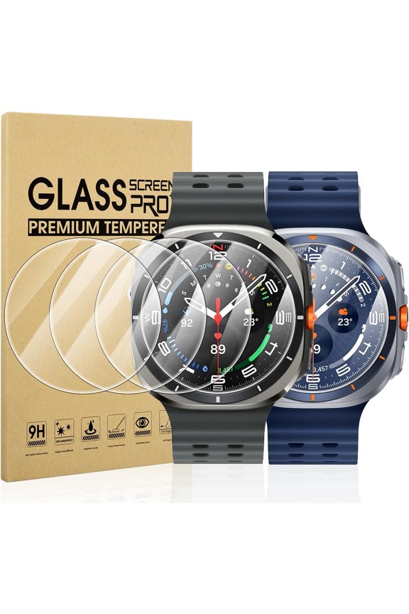 -4-Pack for Samsung Galaxy Watch Ultra 47mm Screen Protector, 9H Hardness Tempered Glass Screen Protective Film Ultra 47 mm for Galaxy 8/7 Smartwatches (2024-2025)
