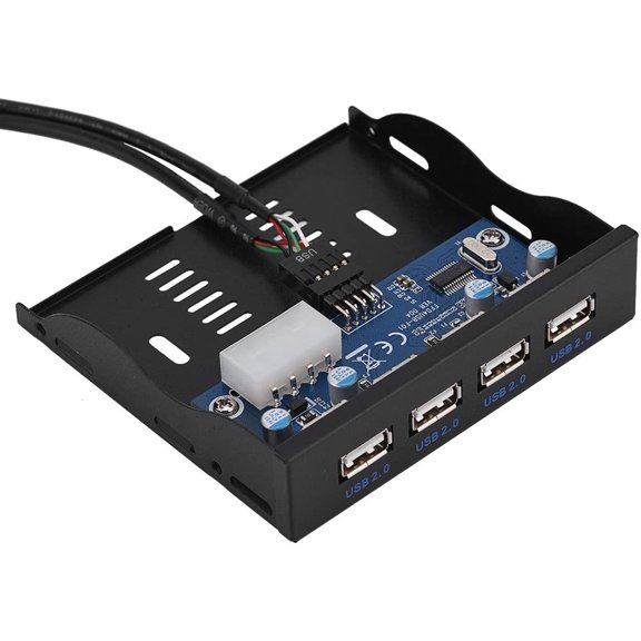 EFFFERTWQL-4-Port Front Panel USB Hub, USB2.0 Floppy Front Panel 3.5'' Floppy Bay 9 Pin to 4 Interface USB 2.0 HUB for Computer Desktop