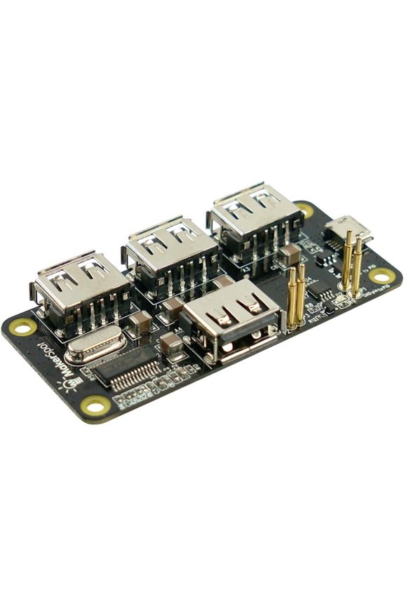 -4-Port Stackable USB Hub HAT for Raspberry Pi Zero V1.3 (with Camera Connector) and Pi Zero W /2W (with Bluetooth & WiFi)