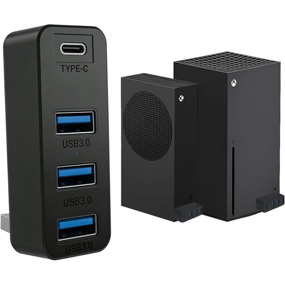 EFFFERTWQL-4 Ports USB Hub 3.0 for Xbox Series X|S, 5Gbps High Speed USB Hub Splitter Expansion Adapter for Xbox Series Accessories for External Hard Drives, Wireless Headset & More, 3 USB-A 3.0 + 1