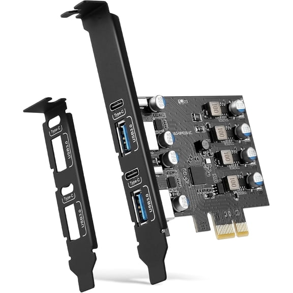 EFFFERTWQL-4 Ports USB PCIe Card (2X Type A - 2X USB C) PCI Express to USB Expansion Card PC Internal USB3 Hub Converter for Desktop PC Adapter Support Windows 11/10/8/7/XP and Linux