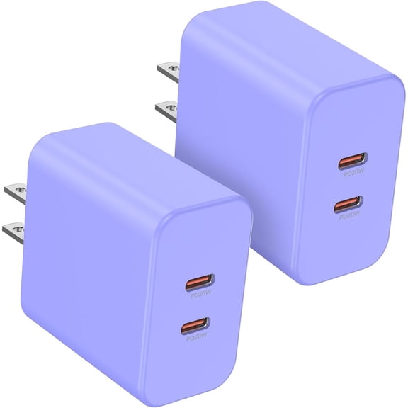 EFFFERTWQL-40W Dual USB C Charger Block,2-Port Fast USB-C Power Adapter Wall Charger Plug Type C Charging Block for Laptop Computer & Tablets/Phones iPhone 15/14/13/12/11/X, iPad,Samsung,Google 2 Pac