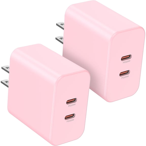 EFFFERTWQL-40W Dual USB C Charger Block,2-Port Fast USB-C Power Adapter Wall Charger Plug Type C Charging Block for Laptop Computer & Tablets/Phones iPhone 15/14/13/12/11/X, iPad,Samsung,Google 2 Pac