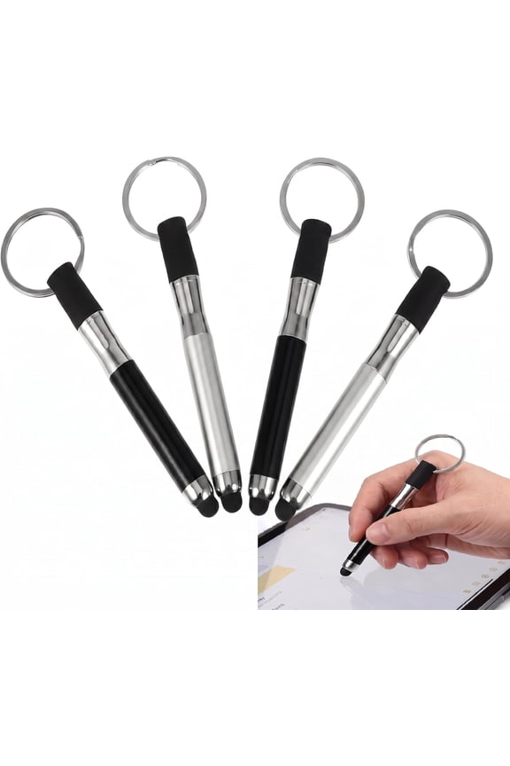 -4Pcs Mini Touch Screen Stylus Pen with Keyring Portable Touch Screen Stylus Keyrings for Tablets High Sensitivity Ballpoint Keychain Tools