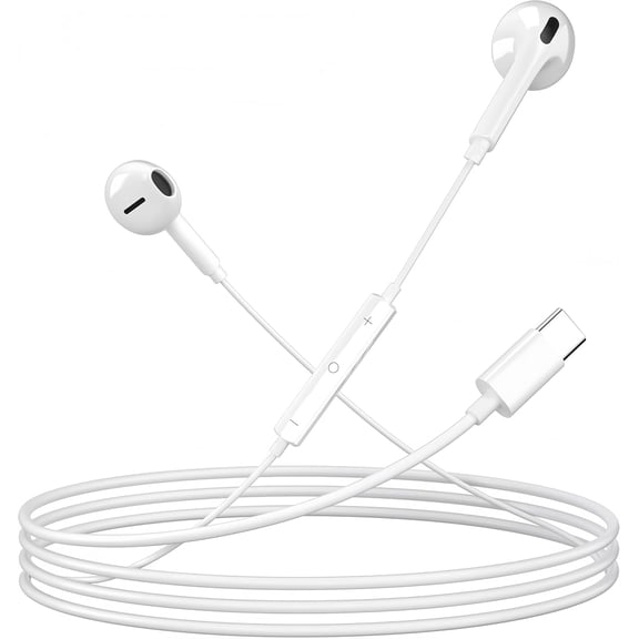 EFFFERTWQL-5 Pack USB C Headphones for iPhone 17/16/15 Pro Max iPad Plus TypeC Earphones with Microphone Volume Control USBC Wired Earbuds USB Type C Earphone for Samsung S25 Ultra S24 S23 S22 1.2M/