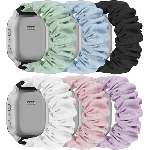 EFFFERTWQL-6 Pack Scrunchie Band Compatible with Cosmo JrTrack 5/4/3/2 SE/2/JrTrack & Gizmo Watch Adventrue 3 3 2 1/Gabb Watch 3e 3 2 1/SyncUP Watch Band, 20mm Cute Soft Stretchy Strap for Small Wris