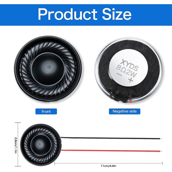 EFFFERTWQL-6 Pcs 2W 8 Ohm Small Speakers Metal Shell Round Internal Magnet Speaker Micro Internal for DVD, EVD, Mini Multimedia Loudspeaker