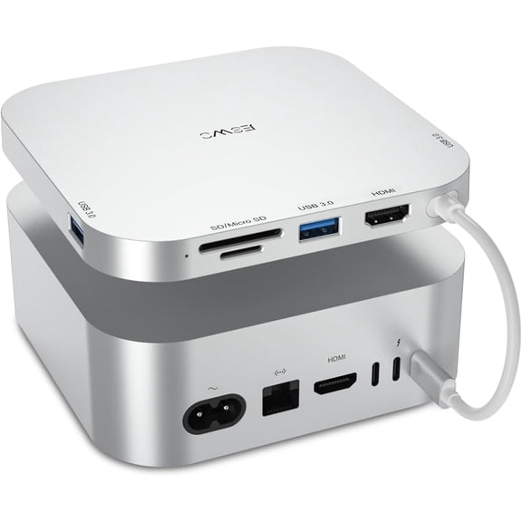 EFFFERTWQL-6-in-1 USB-C Dock for Mac mini M4 4K@60Hz HDMI, USB C Hub Multiport Adapter with USB C to HDMI, 3 USB 3.0 Ports, TF/SD Card Reader, Docking Station for Mac mini M4/M4 Pro