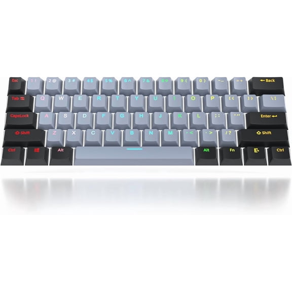 EFFFERTWQL-61-Keys PBT 60% Keycaps 60 Percent Shine-Through OEM Profile Keycaps Backlit US Layout for 60% Mechanical Keyboard (61 Grey Black)