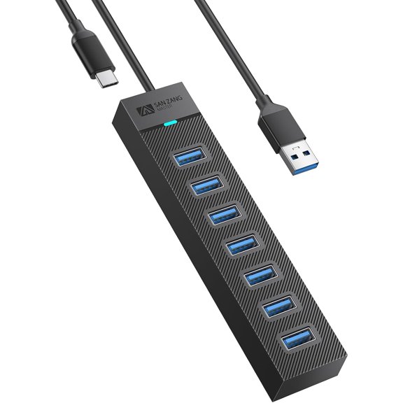 EFFFERTWQL-7 Port Hub 15CM USB Hub 3.0 USB Hub Extender for PC, Laptop, Flash Drive, Mobile HDD, Windows/XPS (The Power Adapter is Not Included in The Package)