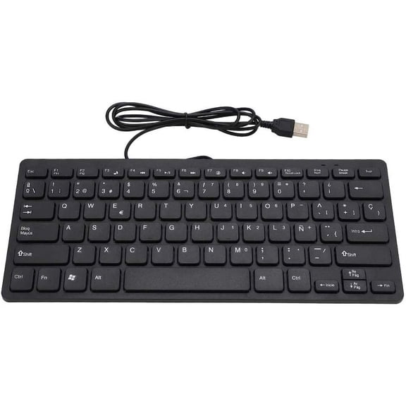 EFFFERTWQL-78 Keys Spanish Keyboard Wired Mini Portable Spanish Keyboard for Desktop Computer Ultra-Thin